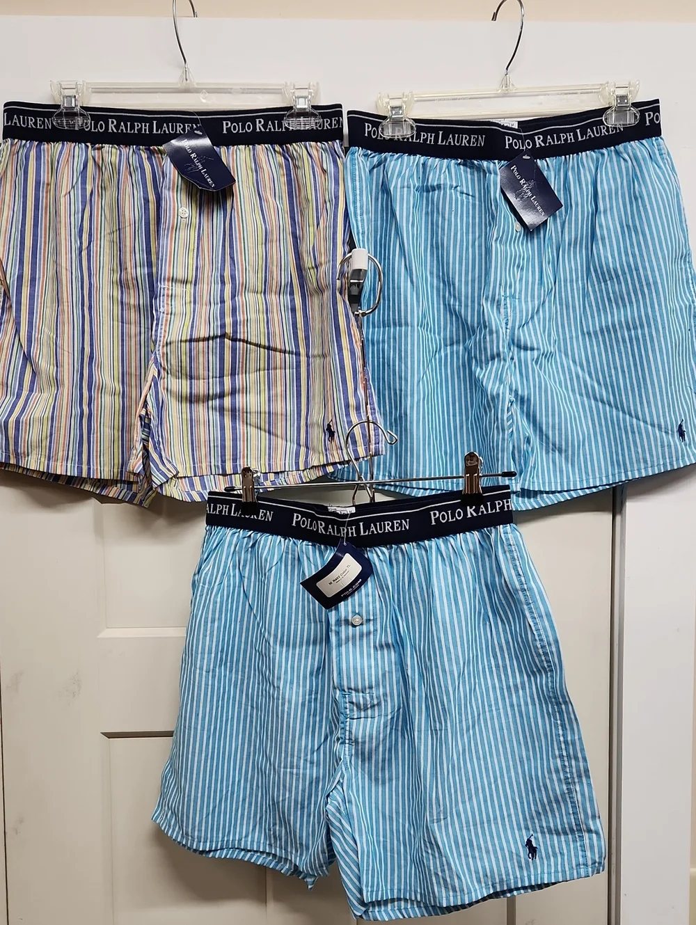 Polo by Ralph Lauren Blue and Multicolor Striped Cotton Boxer Set
